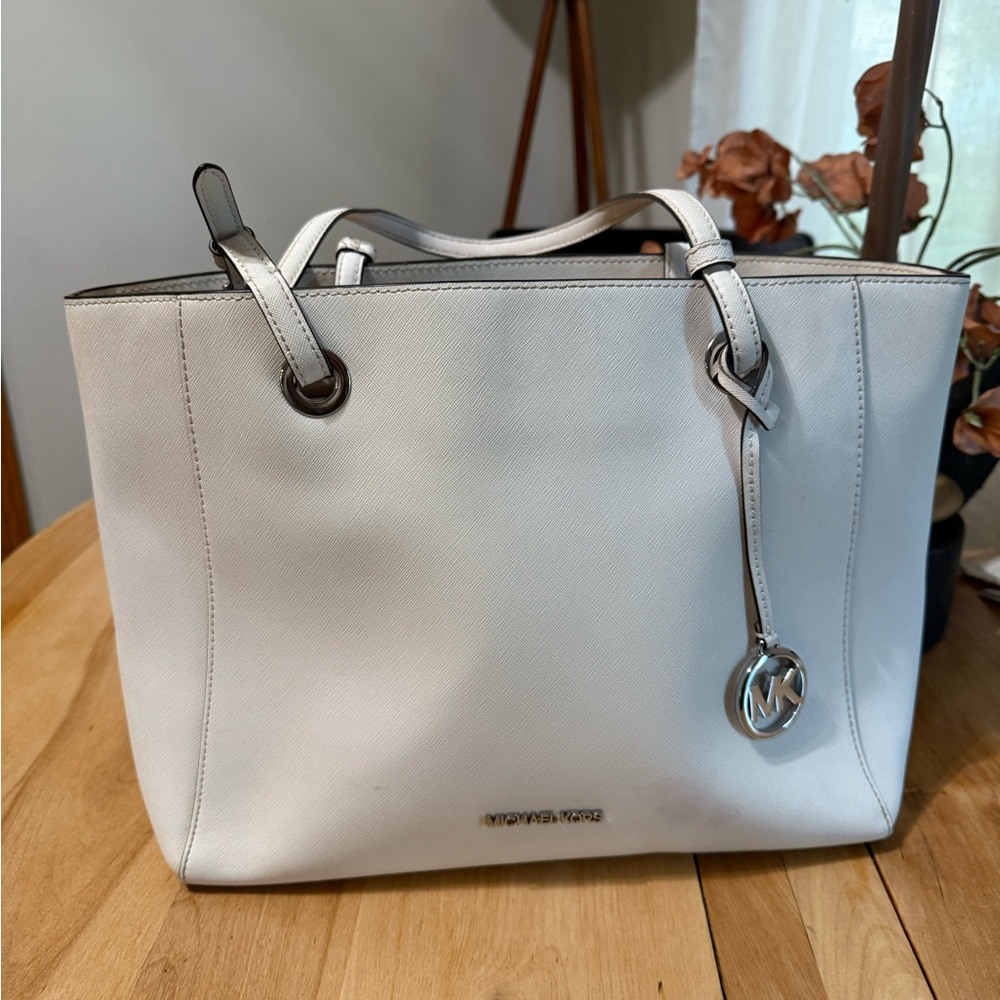 Michael Kors White Leather Tote